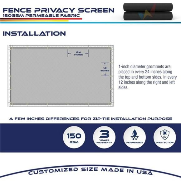4'x25' Black Fence Privacy Screen Heavy Duty Fence Screening - Picture 4 of 6